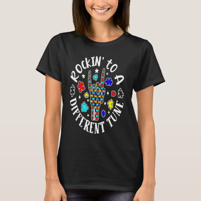 Camiseta Rockin' A Otra Tune Autism Awareness Skele (Anverso)
