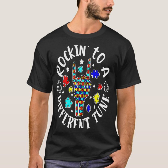 Camiseta Rockin' A Otra Tune Autism Awareness Skele (Anverso)
