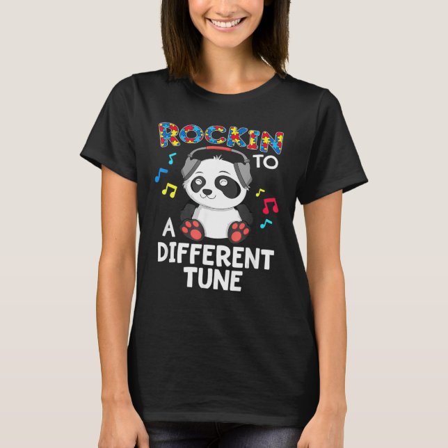 Camiseta Rockin' A Otra Tune Panda Autism Awareness (Anverso)