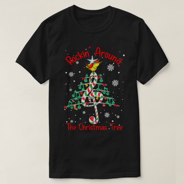 Camiseta Rockin' Alrededor De La Música Christmas Tree Note (Diseño del anverso)