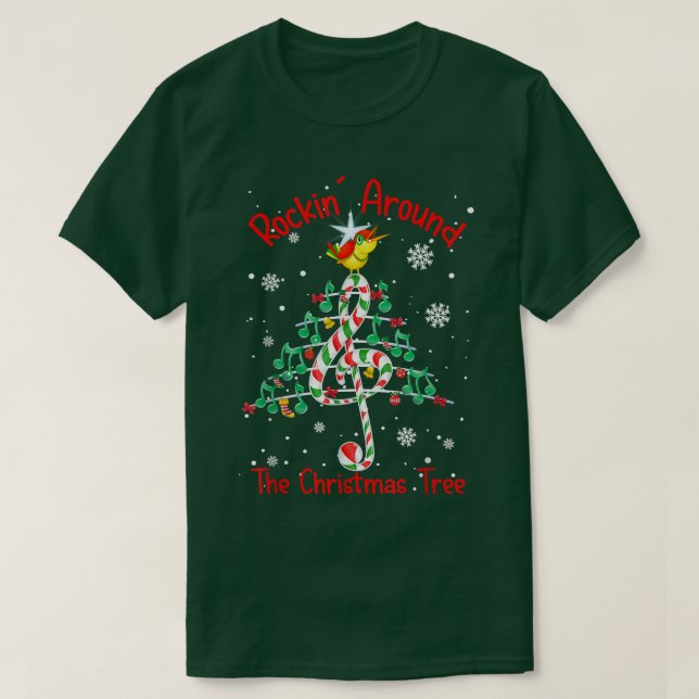 Camiseta Rockin' Alrededor De La Música Christmas Tree Note (Diseño del anverso)