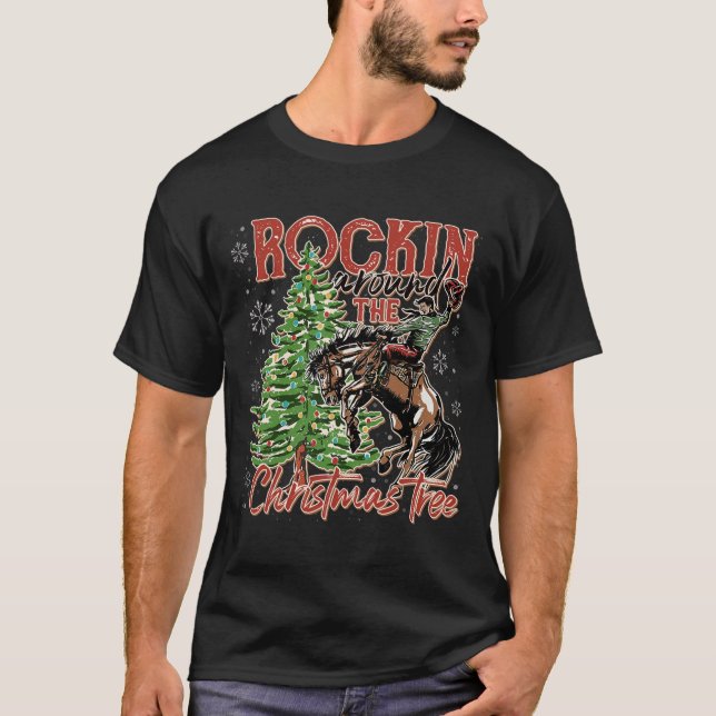 Camiseta Rockin' alrededor de los Navidades Cowboy Tree San (Anverso)