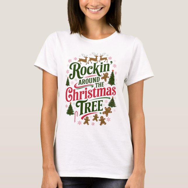 Camiseta Rockin alrededor del árbol de Navidad (Anverso)