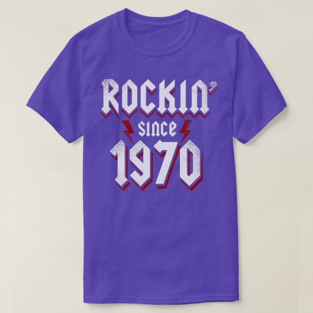 Camiseta Rockin desde 1970 51º cumpleaños 51 años de edad (Diseño del anverso)