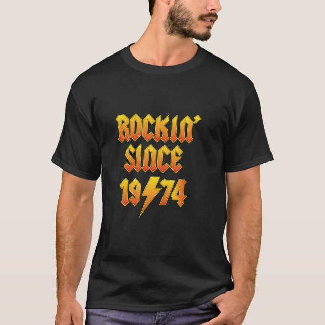 Camiseta Rockin desde 1974 50º Fan de la Música Rock (Anverso)
