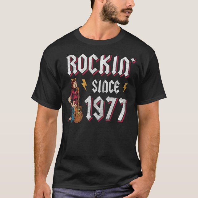 Camiseta Rockin desde 1977 45º cumpleaños de Rock Music (Anverso)