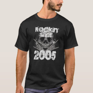 Camiseta Rockin desde 2005 Grunge Skull Rock Hands Cumpleañ