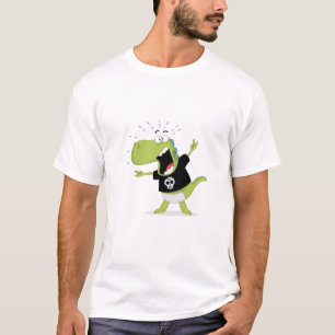 Camiseta Rockin’ Dino – Divertido T-Rex de Cartoon de Heavy