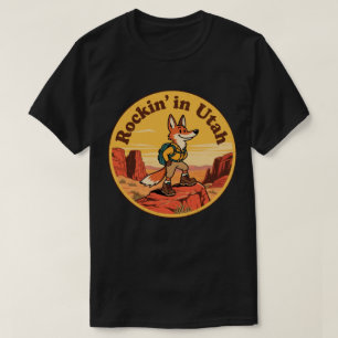 Camiseta Rockin 'en Utah_ Arte Retro de Coyote y Cañón