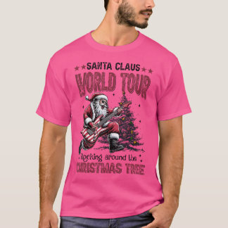 Camiseta Rockin Santa Claus Tour World Christmas Tree Guita