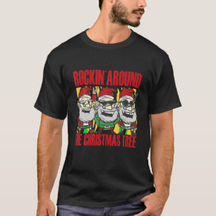 Camiseta Rockín Santa Gnom Alrededor del Rocker Árbol De Na