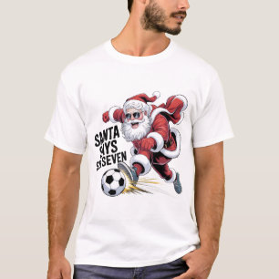 Camiseta Rockin' Santa Says Six Seven Guitar Graphic Tee