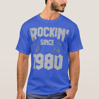 Camiseta Rockin' Since 1980 Vintage Rock Music Fan 42th Bir