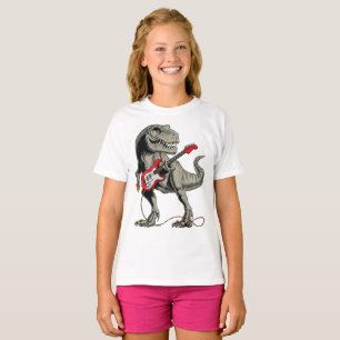 Camiseta Rockin 'T-Rex: Dinosaurio tocando guitarra eléctri