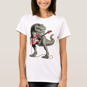 Camiseta Rockin 'T-Rex: Dinosaurio tocando guitarra eléctri