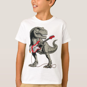 Camiseta Rockin 'T-Rex: Dinosaurio tocando guitarra eléctri