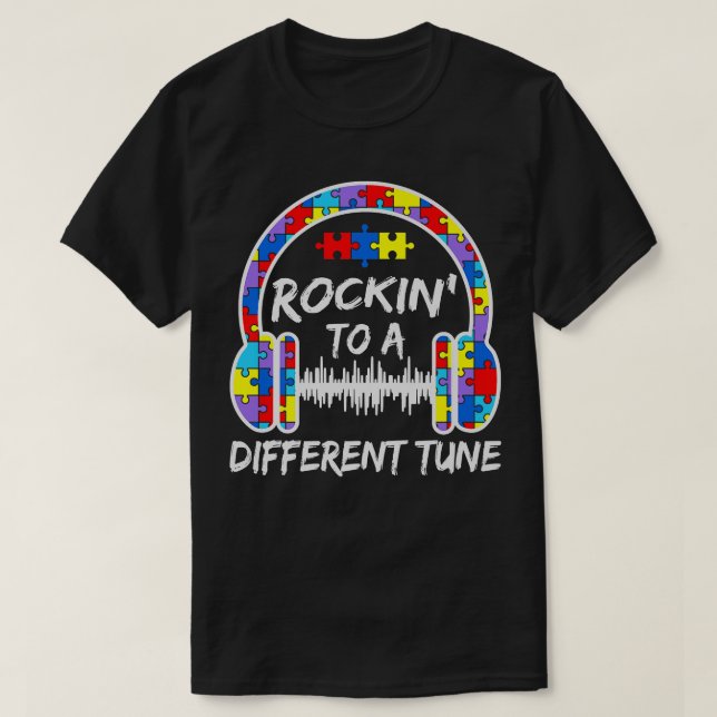 Camiseta Rockin To A Different Tune ADHD Autism Awareness P (Diseño del anverso)