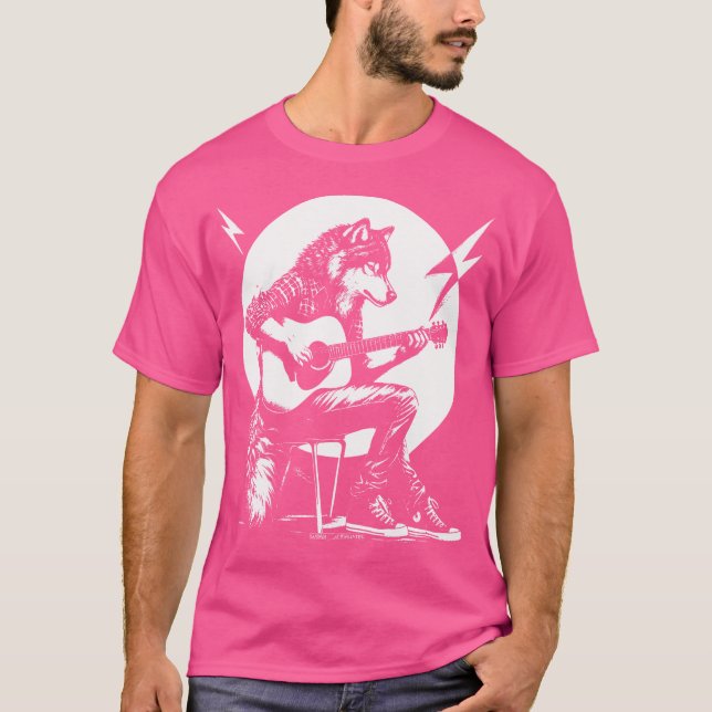 Camiseta Rockin Wolf Tocando Guitarra Acústica (Anverso)