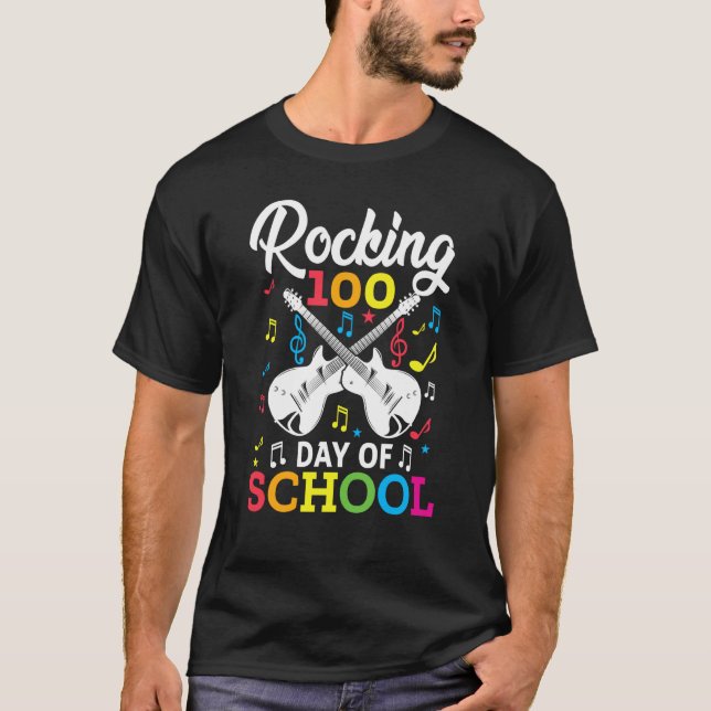Camiseta Rocking 100 Days of School Music Item Guitar Graph (Anverso)