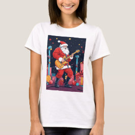 Camiseta Rocking Santa Claus Jugando guitarra eléctrica