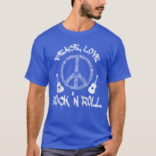 Camiseta Rockn Roll Paz Amor Rock and Rollee Baseballee g