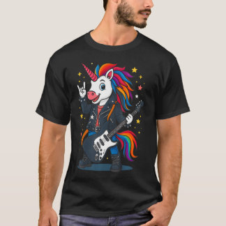 Camiseta Rock'N Roll Unicorn Rockstar Unicorn Music Band Fu
