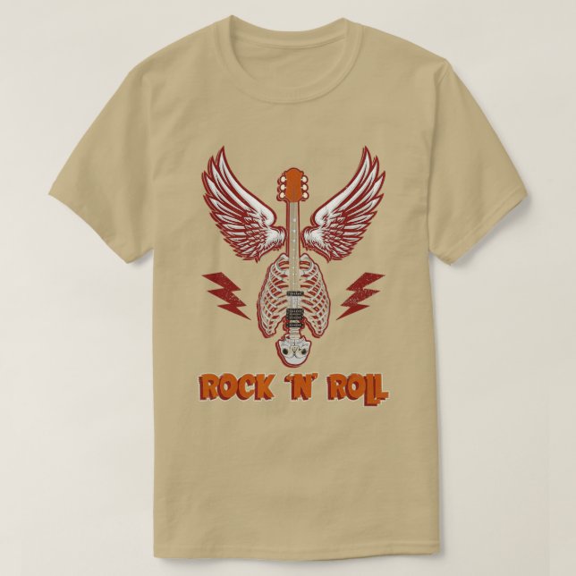 Camiseta Rock'N'Roll Guitarist Wings Skeleton Music Instar (Diseño del anverso)