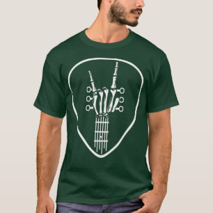 Camiseta Rocknroll Skeleton mano Retro Guitarra Cuello Rock