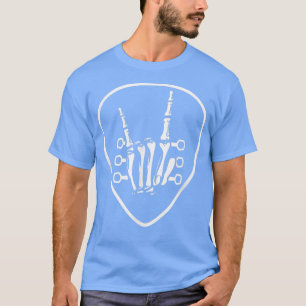 Camiseta Rocknroll Skeleton mano Retro Guitarra Plectrum Ro