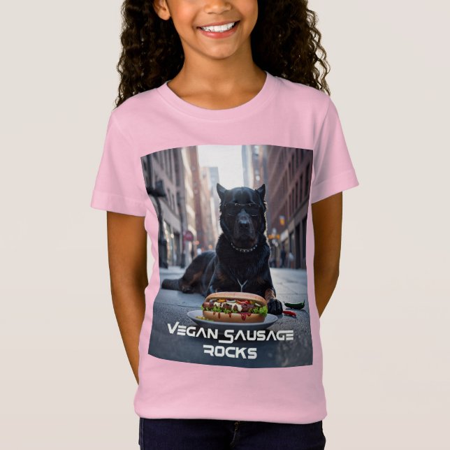CAMISETA ROCKS DE SALCHICHA VEGANA - DIVERTIDO (Anverso)