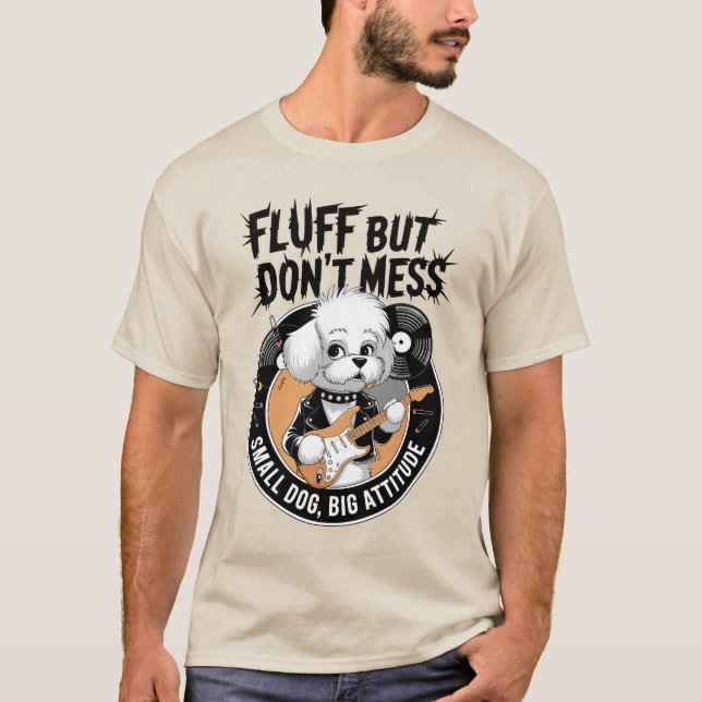Camiseta Rockstar Bichon Frise - Perro Punk Fluffy (Anverso)