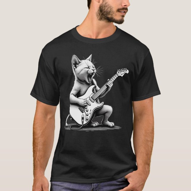 Camiseta Rockstar Cat Guitar Shredder Tee (Anverso)
