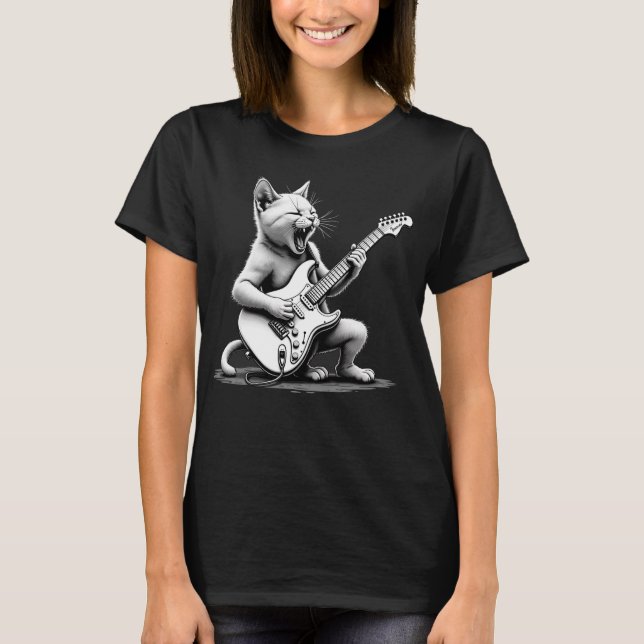 Camiseta Rockstar Cat Guitar Shredder Tee (Anverso)