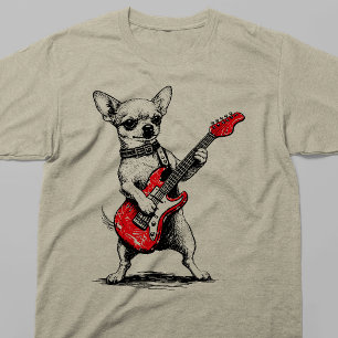 Camiseta Rockstar Chihuahua Perro Tocando Guitarra Eléctric
