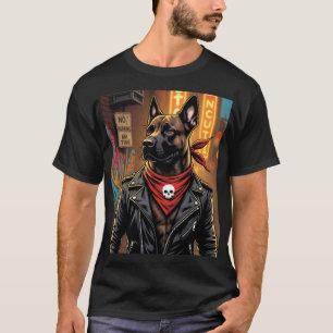Camiseta Rockstar Dog T-Shirt – Cool Biker Dog with Leather