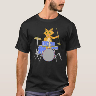 Camiseta Rockstar Gatito Minino Baterista Toca Batería Juga
