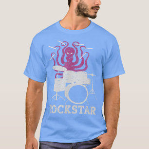 Camiseta Rockstar Kids Vintage Music Octopus Drummer
