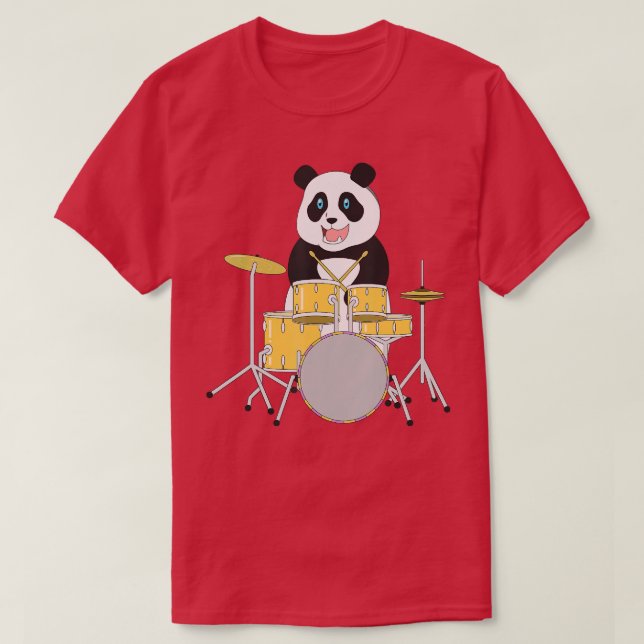 Camiseta Rockstar Panda Safari Zoológico Animal Drummer Pla (Diseño del anverso)