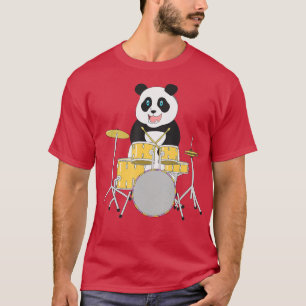 Camiseta Rockstar Panda Safari Zoológico Animal Drummer Pla