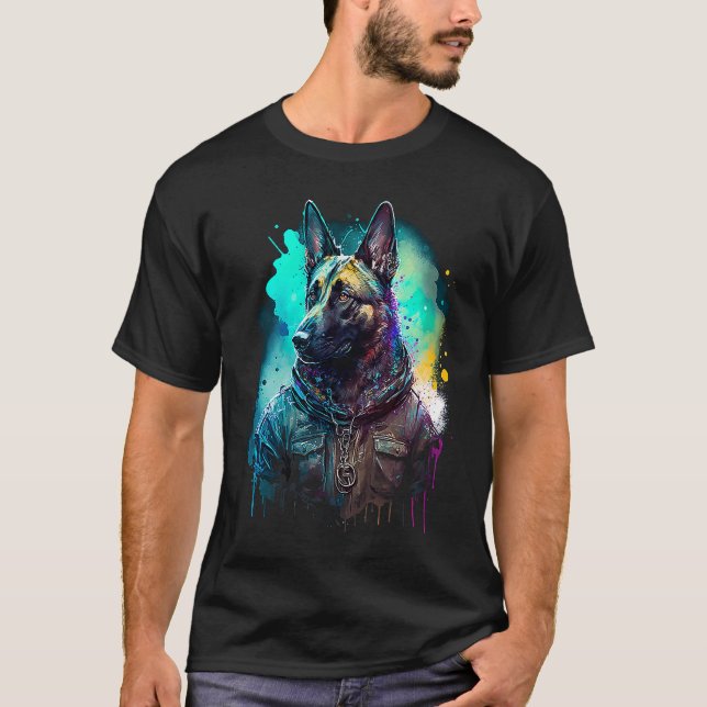 Camiseta Rockstar portrait Belgian Malinois (Anverso)