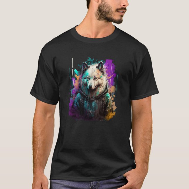 Camiseta Rockstar portrait Samoyed (Anverso)