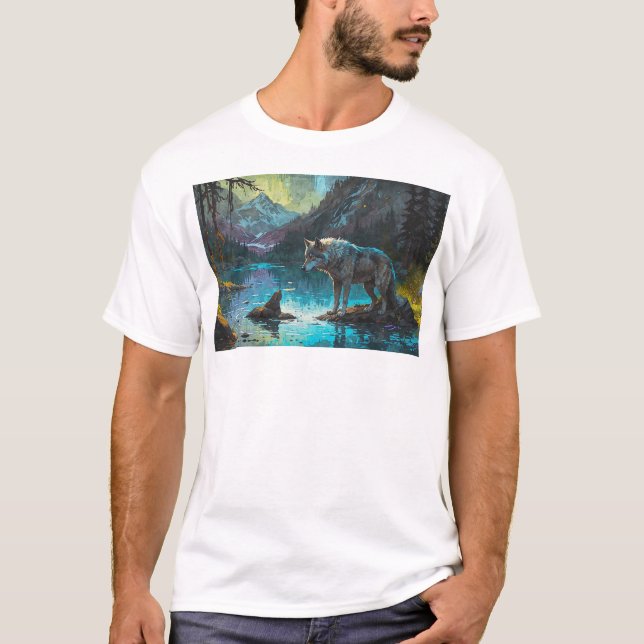 Camiseta Rocky Mountain Gray Wolf Art (Anverso)