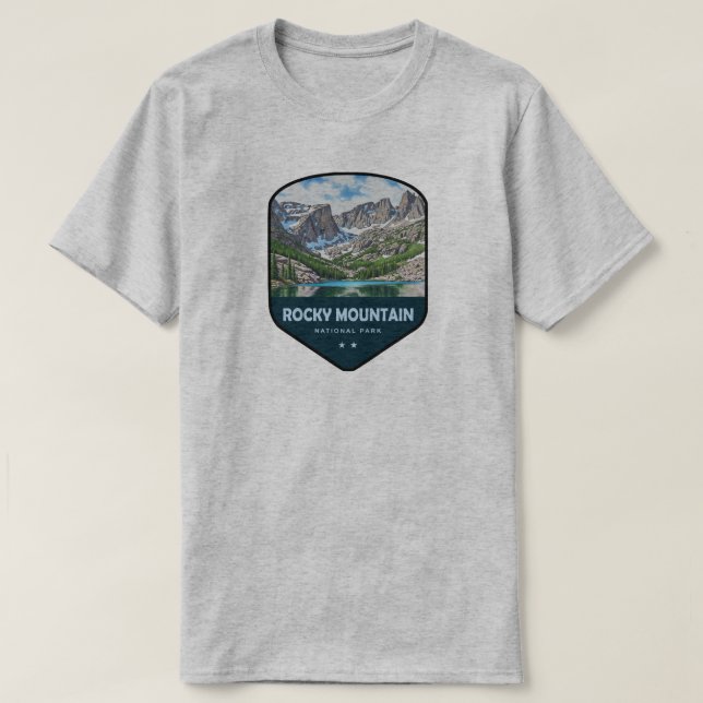 Camiseta Rocky Mountain National Park Shield (Diseño del anverso)