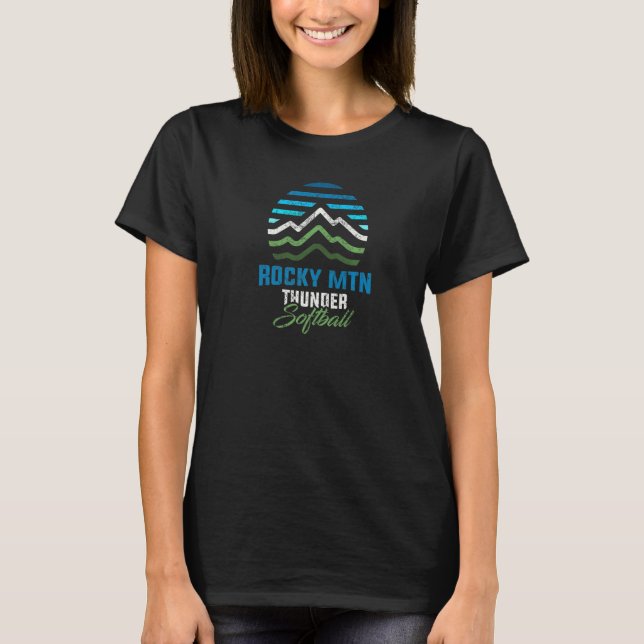 Camiseta Rocky Mountain Thunder Softball Retro Sunset (Anverso)