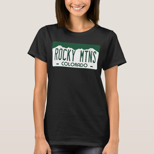 Camiseta Rocky Mtns Colorado License Plate (Anverso)