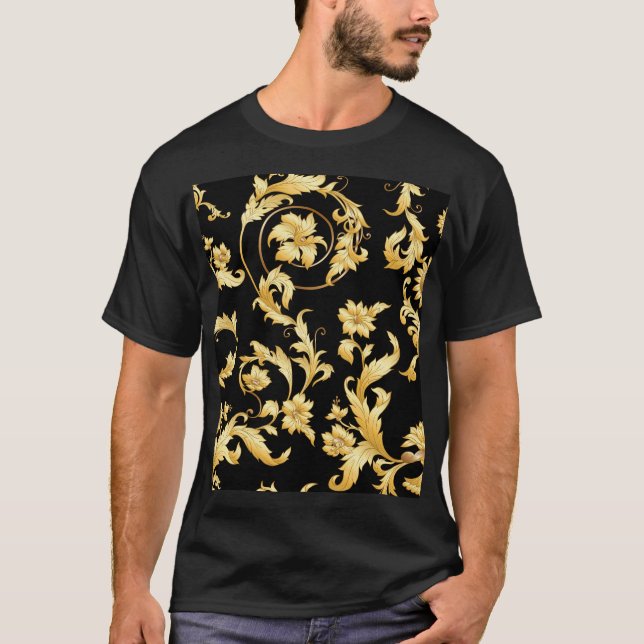 Camiseta Rococo barroco, patrón floral victoriano. (Anverso)