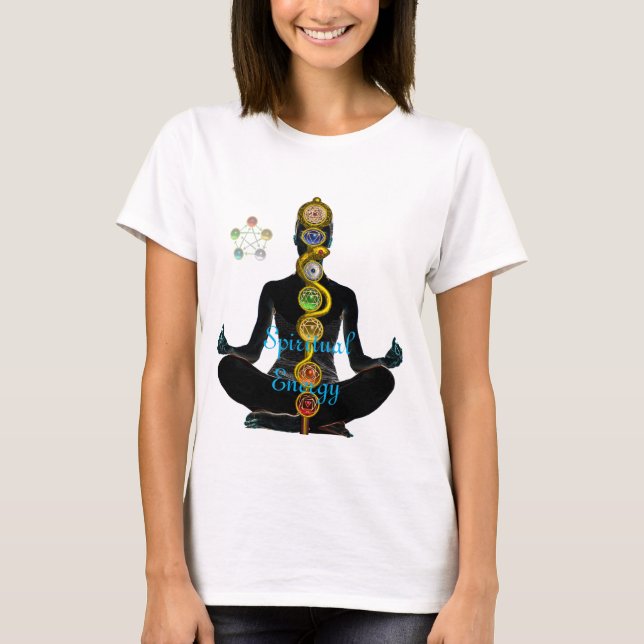 CAMISETA ROD DE ASCLEPIUS 7 CHAKRAS ,PUESTO DE LOTE DE YOGA (Anverso)