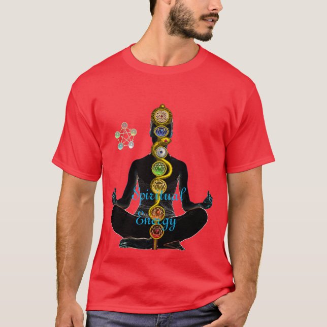 CAMISETA ROD DE ASCLEPIUS 7 CHAKRAS ,PUESTO DE LOTE DE YOGA (Anverso)