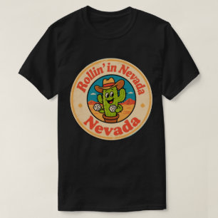 Camiseta Rodando en Nevada_ Cactus con Arte de Dados