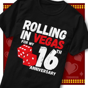 Camiseta Rodando en Vegas 16º Aniversario Divertida Pareja